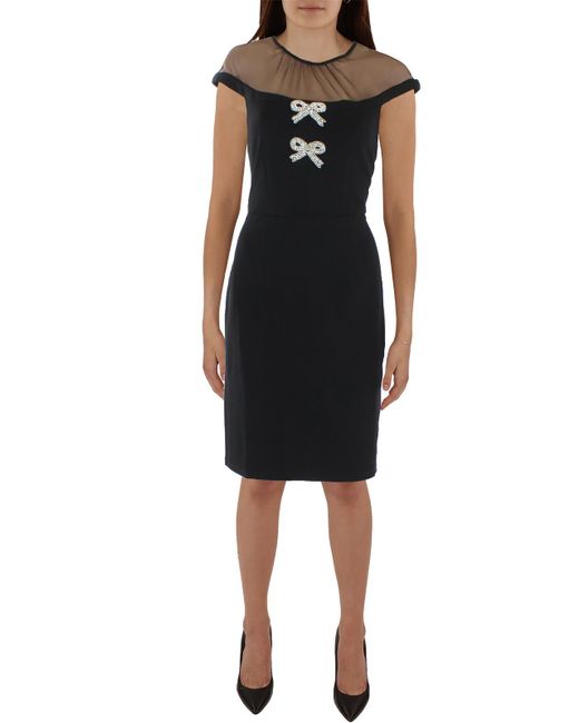 Maggy London Black Bow Polyester Cocktail And Party Dress