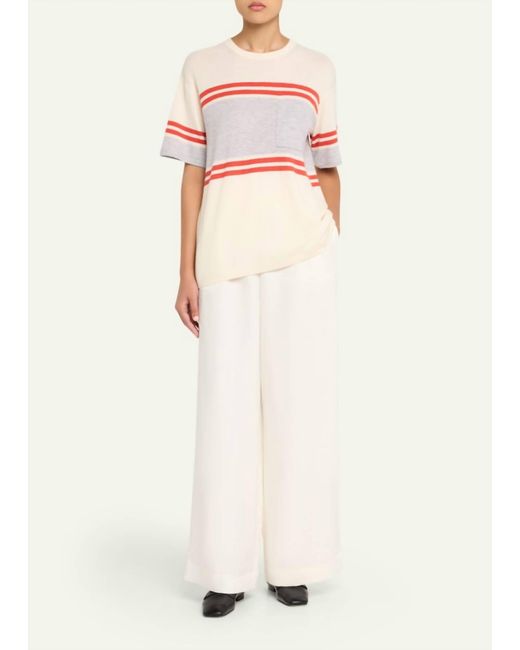 Twp White Engineered Stripe Big Boy Tee for men