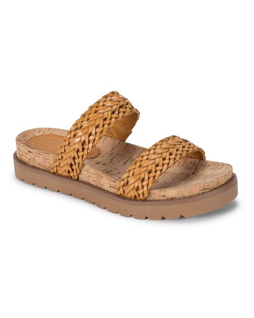 BareTraps Brown Deanne Faux Leather Braided Slide Sandals