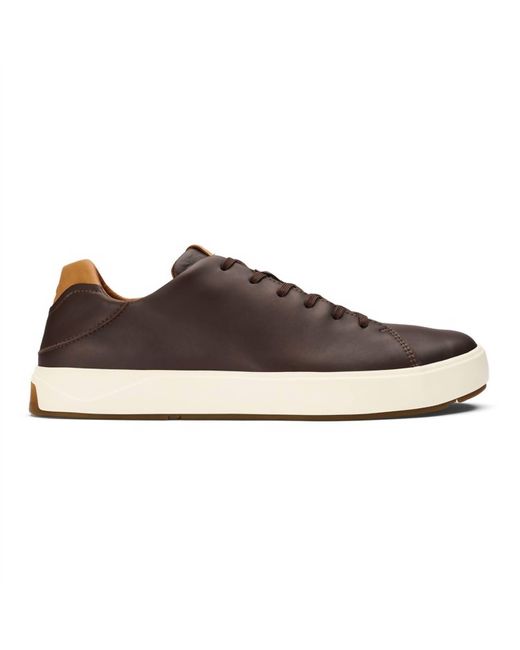 Olukai Brown Lae Ahi Li Ili Leather Sneaker for men