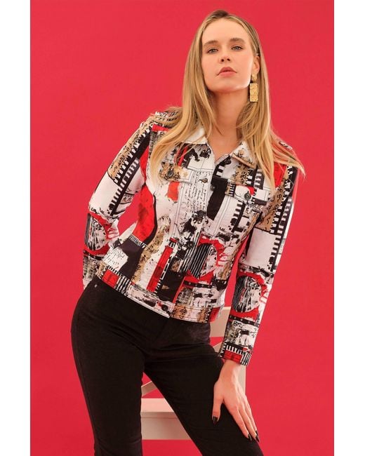 Dolcezza Red Bookworm Print Jacket