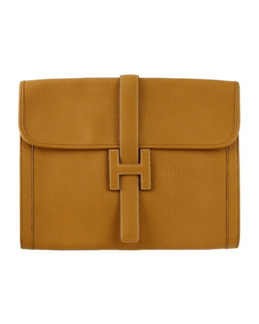 Hermès Natural Jige Leather Clutch Bag (pre-owned)