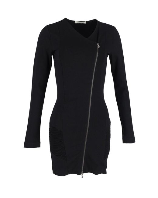 Balmain Black Asymmetric Zipper Dress