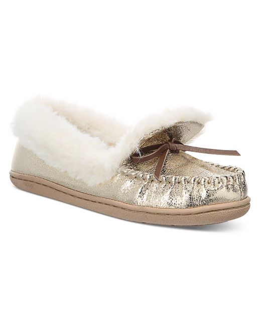 Charter Club Natural Dorenda Faux Leather Moccasin Slippers