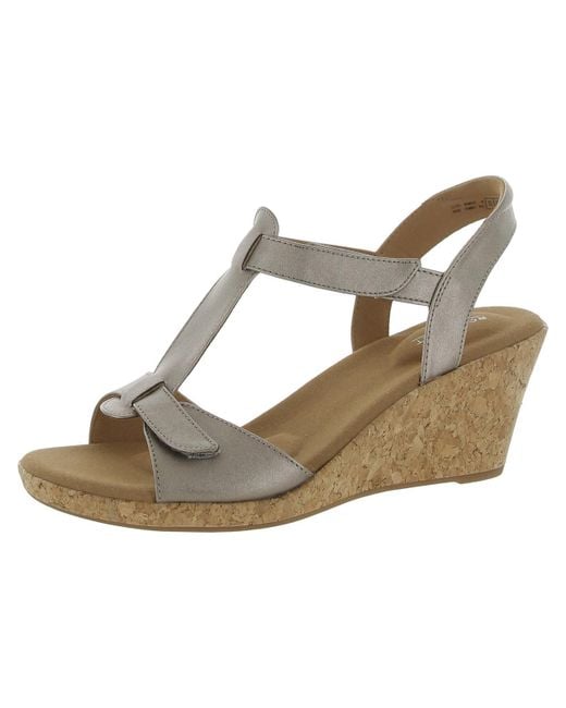 Rockport Metallic Blanca Faux Leather Ankle T-strap Sandals