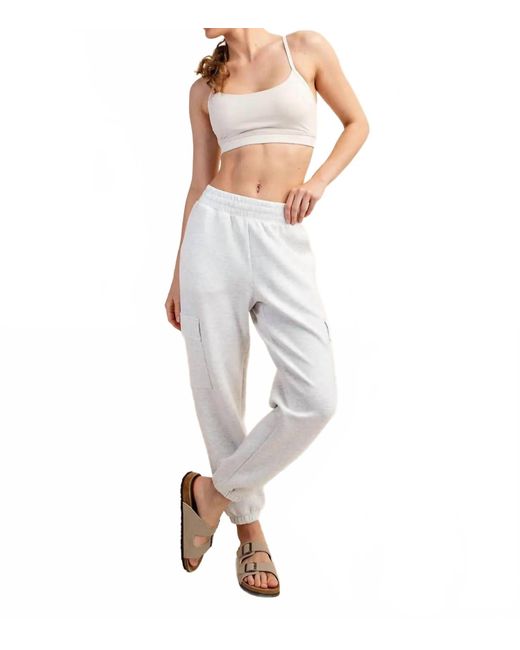 Rae Mode White Everyday Essential Cargo Jogger