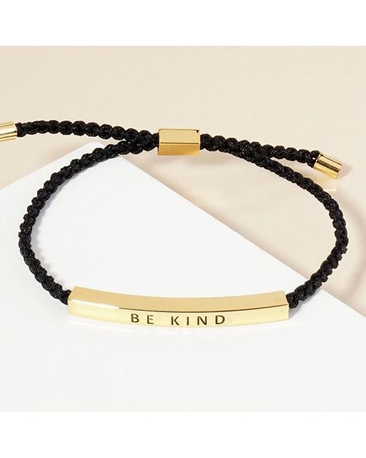 Fashnzfab Metallic Dipped Be Kind Message Bar Pointed Rope Adjustable Cinch Pull Tie Bracelet