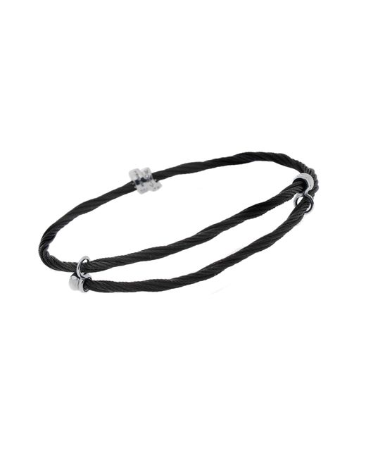 Alor Black Stainless Steel And 18k White Gold, Diamond Cable Bracelet 04-52-0068-11