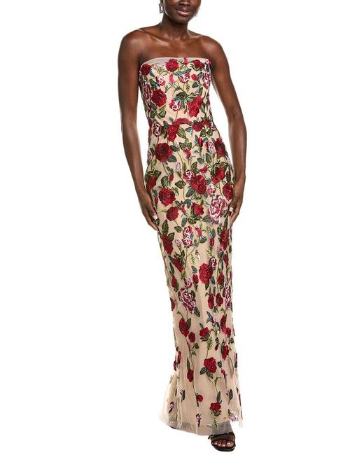 Marchesa Red Roses Tulle Gown