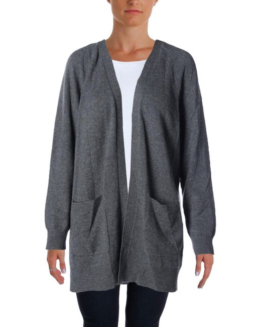 Aqua Gray Cashmere Open Front Cardigan Sweater
