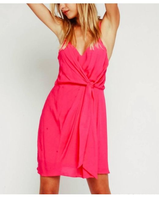 Olivaceous Pink Waist Tie Mini Dress