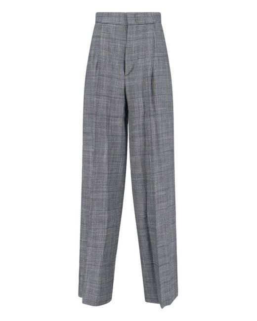 Sa Su Phi Gray Tailored Plaid Trousers With High Waist