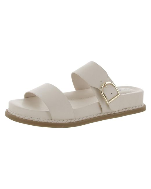 Giani Bernini White Gianaa Faux Leather Slide Sandals