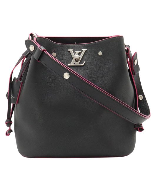 Louis Vuitton Black Lockme Bucket Leather Shoulder Bag (pre-owned)
