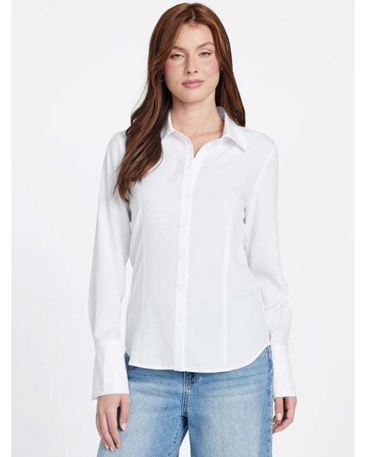 Guess White Julie Button-Down Shirt