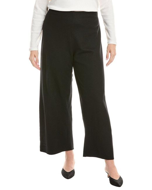 Eileen Fisher Black Jersey Ankle Wide Wool Pant