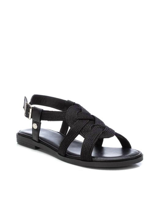 Xti Black Braided Flat Sandals