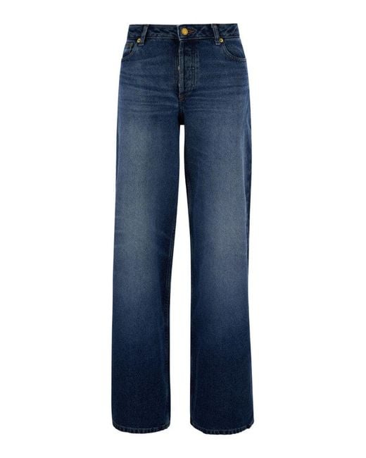 A.P.C. Blue Elisabeth' Straight Jeans With Branded Button