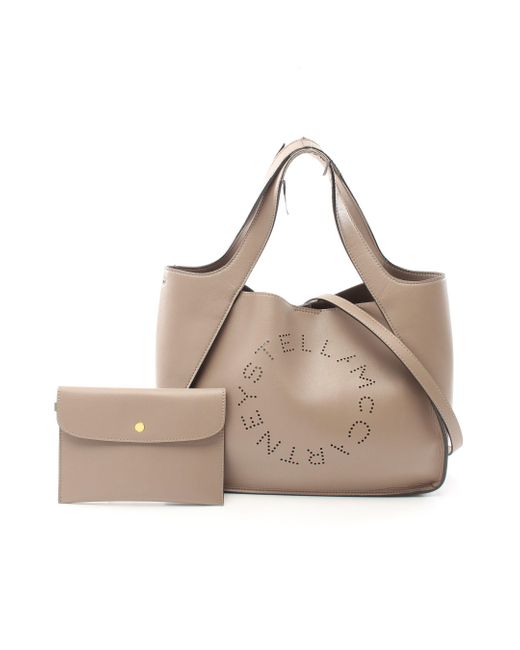 Stella McCartney Natural Stella Logo Handbag Tote Bag Fake Leather 2way