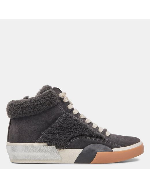 Dolce Vita Brown Zilvia Plush Sneakers Anthracite Suede