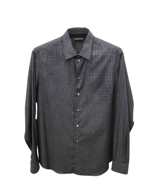 Emporio Armani Gray Checkered Polo Shirt for men