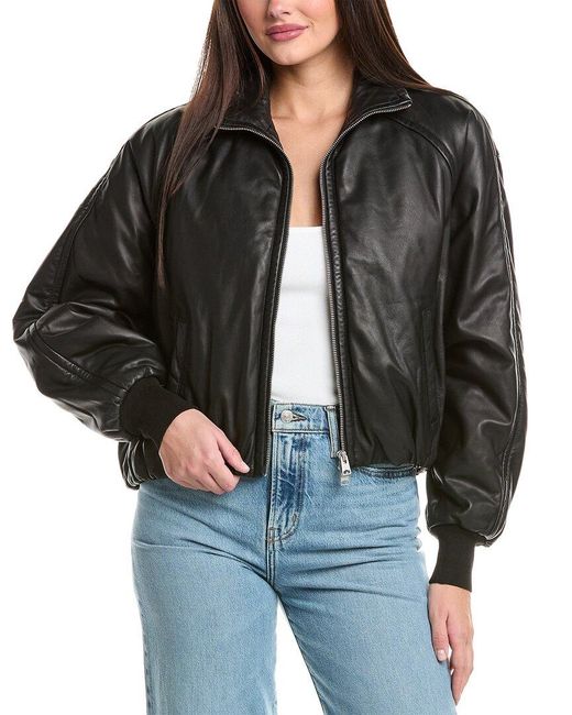 AllSaints Black Rowan Leather Bomber Jacket