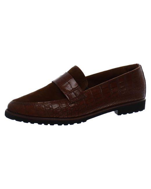 Paul Green Brown Leather Slip-on Loafers