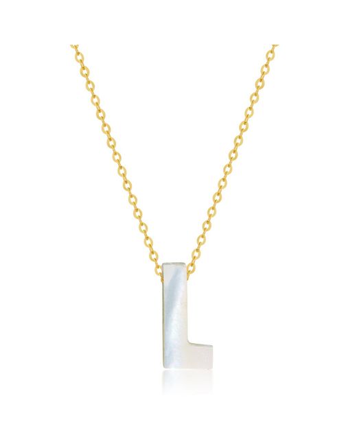 MAX + STONE Metallic 14ky Mother Of Pearl Initial Letter Necklace, 18"