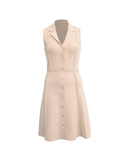 Sandro Natural Sandro Knitted Button-Down Mini Dress