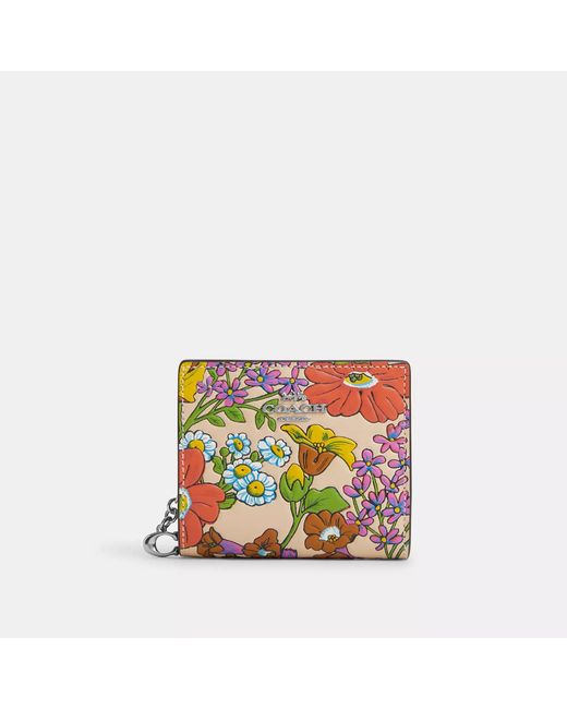 COACH White Snap Wallet With Floral Print
