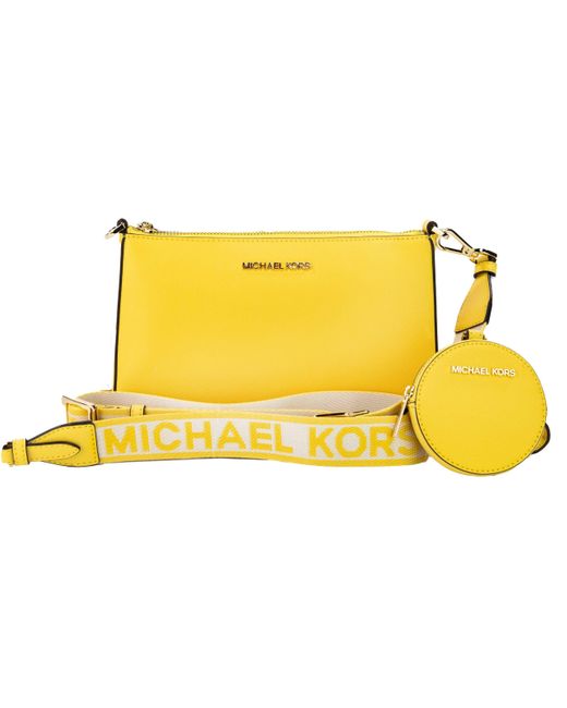 Michael Kors Yellow Jet Set Daffodil Vegan Crossbody Tech Attachment Bag Purse