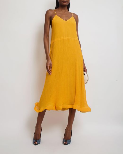 J.W. Anderson Yellow Crepe V-neck Midi Simple Strap Dress