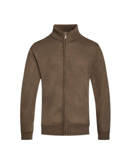 TRUEDAMES Brown Solid Full Zip Sweater for men