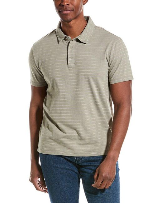 Vince Gray Garment Dye Fleck Stripe Polo Shirt for men