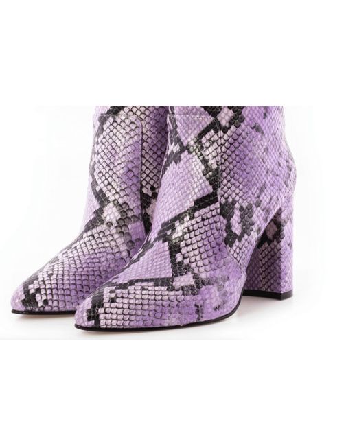 Toral Purple Snake Print Ankle Boots