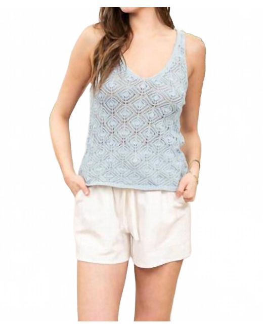 Blu Pepper Blue Open Weave Pattern Tank Top