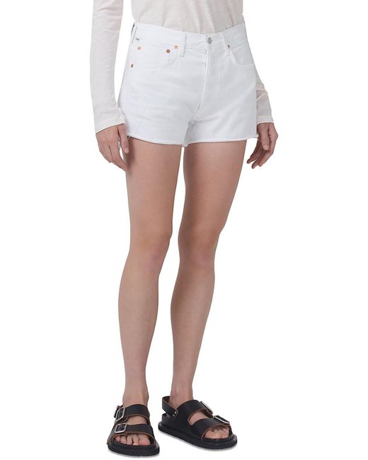 Citizens of Humanity White Marlow Cotton High Rise Denim Shorts