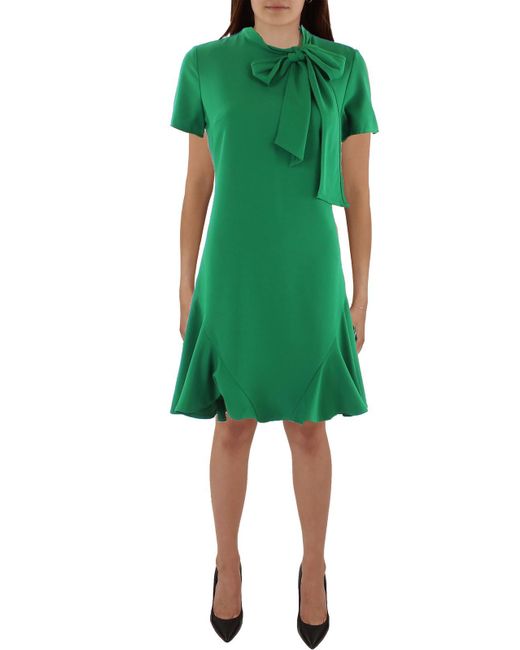 Cece Green Tie Neck Mini Shift Dress