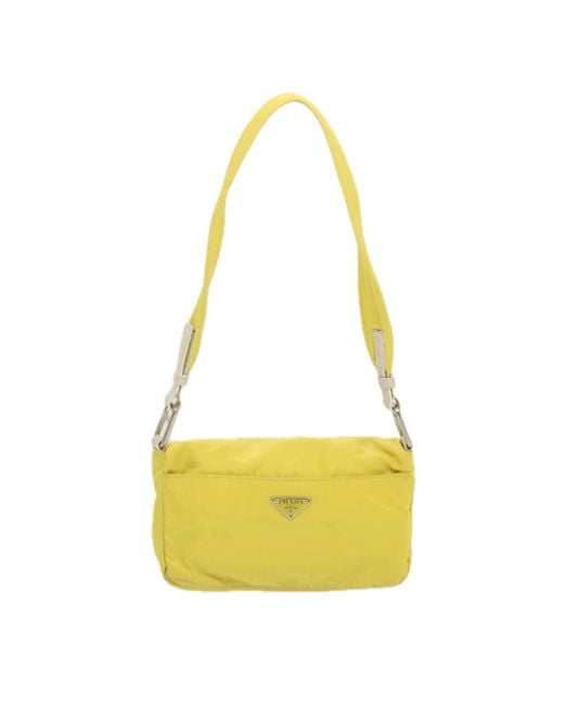 Prada Yellow Tessuto Synthetic Shoulder Bag (pre-owned)