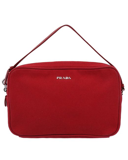 Prada Red Canvas Shoulder Bag (pre-owned)