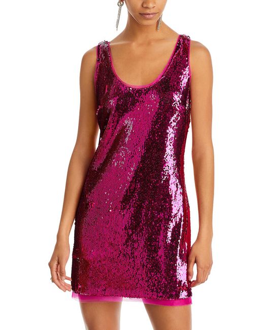 Halston Heritage Red Aishia Sequined Mini Cocktail And Party Dress
