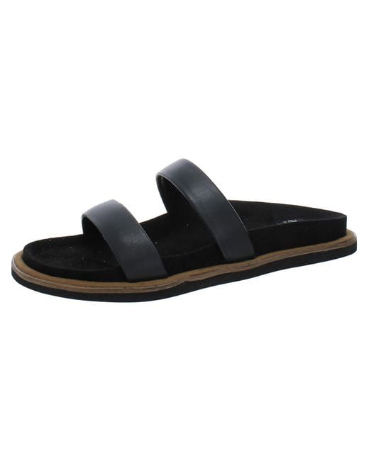 Zac Posen Black Shannon Leather Slip On Slide Sandals