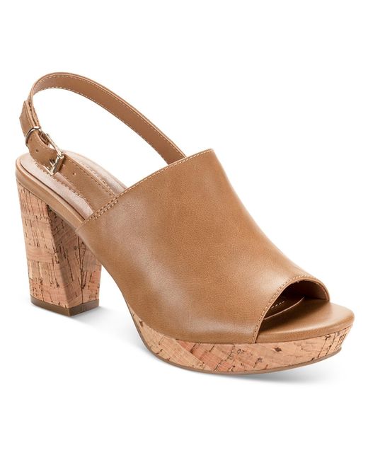 Style & Co. Brown Faux Leather Peep-toe Slingback Sandals