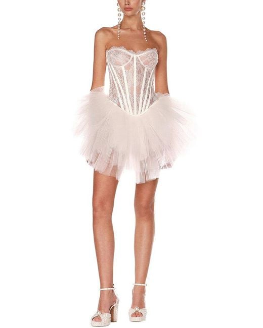Alma King White Solid Mini Dress