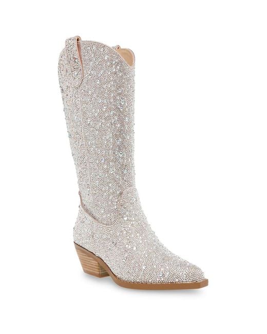 Betsey Johnson Gray Dalas Pull On Zipper Cowboy, Western Boots