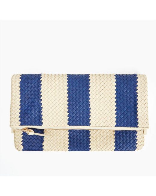 Clare V. Blue Foldover Clutch With Tabs