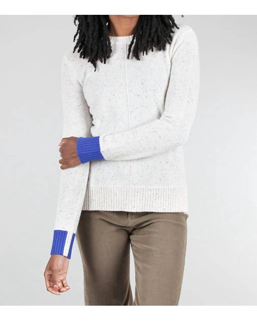 Pure Amici Contrast Cuff Cashmere Sweater In Salt Speckle in White