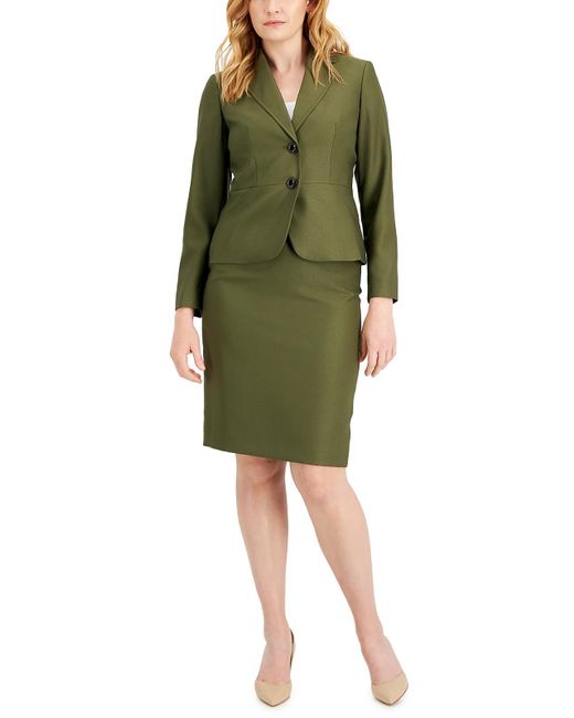 Le Suit Green Petites Business Midi Skirt Suit