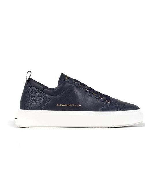Alexander Smith Blue Casual Cow Leather Sneakers for men