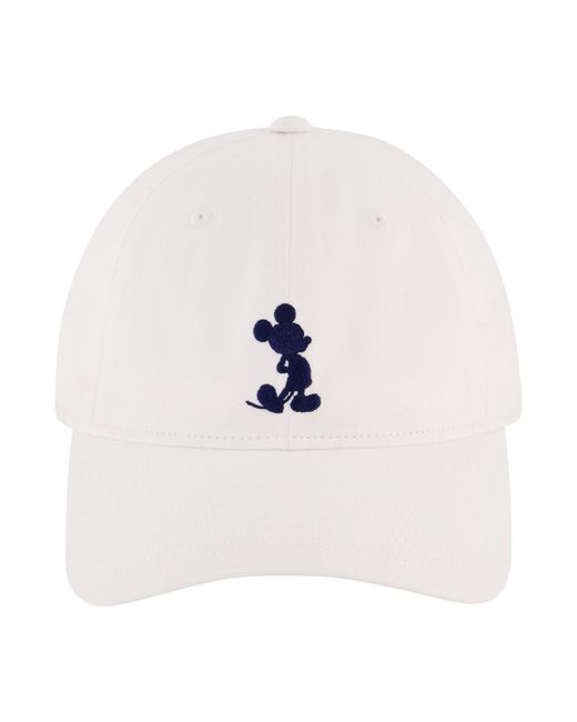 Disney White Mickey Dad Cap Brush Washed Cotton Twill Embroidery for men